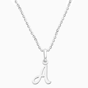 Cursive Initial, Personalized Children&#039;s Necklace for Girls - Sterling Silver
