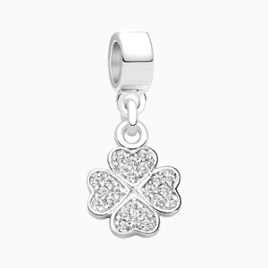 Irish Light, Sterling Silver and Pavé CZ Four-Leaf Clover - Children&#039;s Adoré™ Dangle Charm