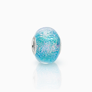 Mermaid Princess, Sterling Silver and Aqua Blue &amp; Pink Shimmer Murano Glass (Hand Made in Italy) - Children&#039;s Adoré™ Charm