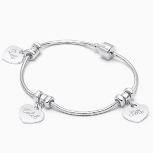 A Mother&#039;s Heart, Adoré™ Bracelet for Women with Children&#039;s Names (FREE Engraving) - Sterling Silver