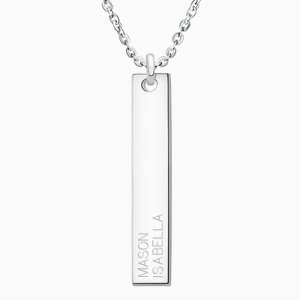 Mother&#039;s Vertical Thin Bar, Engraved Necklace for Women, Personalized with Children&#039;s Names - Sterling Silver
