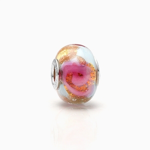 English Rose, Sterling Silver and Multi-Colored Floral Murano Glass (Hand Made in Italy) - Adoré Charm