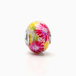 Zany Zinnias, Sterling Silver and Multi-Colored Murano Glass (Hand Made in Italy) - Adoré Charm