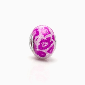 Wild Side, Sterling Silver and Purple Cheetah Print Murano Glass (Hand Made in Italy) - Adoré Charm