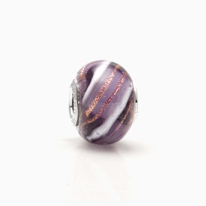 Oh La La!, Sterling Silver and Purple/White/Gold Murano Glass (Hand Made in Italy) - Adoré Charm