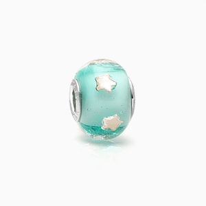 Shooting Stars, Sterling SIlver and Star Flecked Blue Murano Glass (Hand Made in Italy) - Adoré Charm