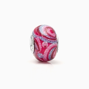 Tangled, Sterling Silver and Pink Curled Murano Glass (Hand Made in Italy) - Adoré Charm