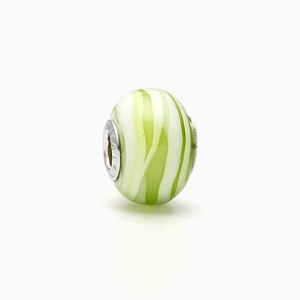 Tinks Wings, Sterling Silver and Green Swirl Murano Glass (Hand Made in Italy) - Adoré Charm