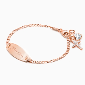 Classic Baby/Children&#039;s Engraved ID Bracelet - 14K Rose Gold