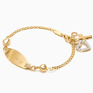 Follow Your Heart, Baby/Children&#039;s Engraved ID Bracelet - 14K Gold