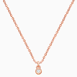 My 1st Diamond, Children&#039;s Necklace with Genuine Diamond (Includes Chain) - 14K Rose Gold