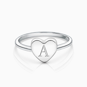 Heart Signet, Engraved Children&#039;s First Holy Communion Ring for Girls (FREE Personalization) - Sterling Silver