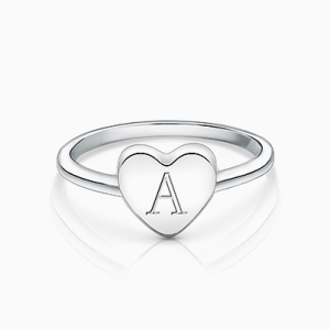 Heart Signet, Engraved Teen&#039;s Ring for Girls (FREE Personalization) - Sterling Silver