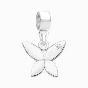 On a Wing and a Whim, Sterling Silver Clear CZ Butterfly - Children&#039;s Adoré™ Dangle Charm