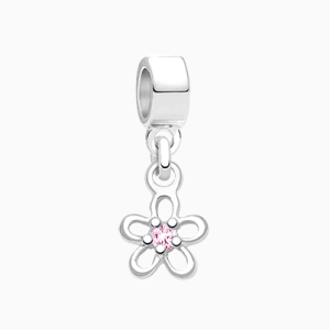 Oopsie Daisy, Sterling Silver Pink CZ Flower Silhouette - Children&#039;s Adoré™ Dangle Charm