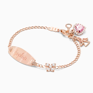 Pavé Butterfly, Baby/Children&#039;s Engraved ID Bracelet - 14K Rose Gold