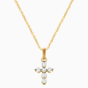Glory &amp; Grace Cross with Genuine Diamonds, Teen&#039;s Necklace (Includes Chain) - 14K Gold