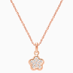 Pavé Flower, Clear CZ Children&#039;s Necklace (Includes Chain) - 14K White Gold