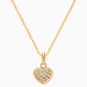 Pavé Heart, Clear CZ Mother&#039;s Necklace (Includes Chain) - 14K Gold