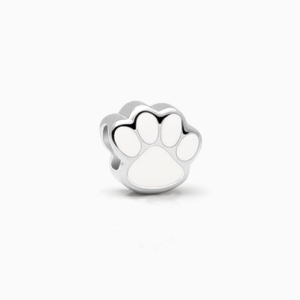 Furry Friend, Sterling Silver and White Enamel Paw Print - Adoré Charm