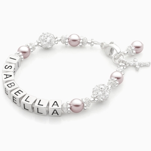 Princess Pearl, Baby/Children&#039;s Name Bracelet for Girls - Sterling Silver