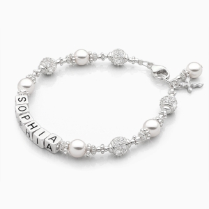 Princess Pearl, Teen&#039;s Name Bracelet for Girls - Sterling Silver