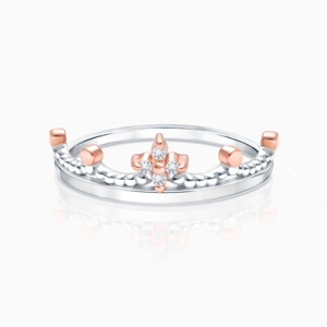 Rosabella™ Tiara, Clear CZ Children&#039;s Two-Tone Ring for Girls - Sterling Silver