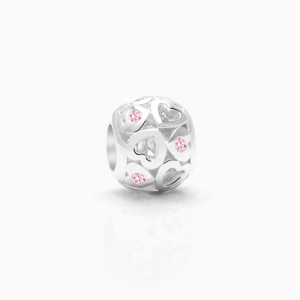 Never Let You Go, Sterling Silver and light Pink CZ Hearts -  Adoré Charm