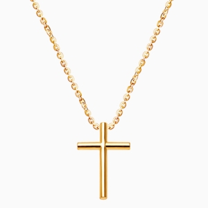 Rounded Cross, Teen&#039;s Necklace (Includes Chain) - 14K Gold