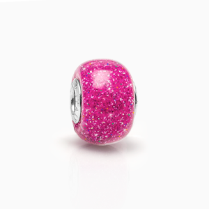 Glitz &amp; Glam, Sterling Silver and Dark Pink Glittering Murano Glass (Hand Made in Italy) - Adoré™ Charm