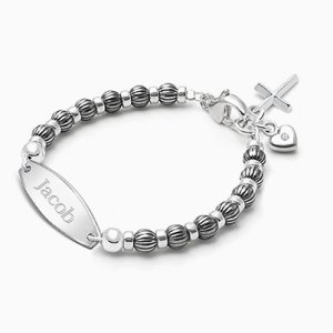 Boy&#039;s Oxidized Silver, Baby/Children&#039;s Engraved Bracelet - Sterling Silver