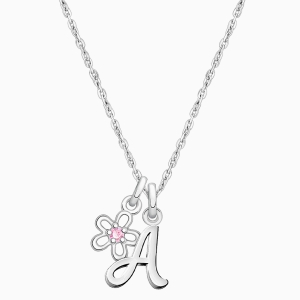 Cursive Initial &quot;Design Your Own&quot; Personalized Children&#039;s Necklace for Girls (50+ Optional Charms) - Sterling Silver