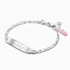 Modern Bar, Baby/Children&#039;s Engraved ID Bracelet for Girl&#039;s - Sterling Silver