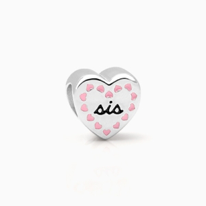 Sisters Forever, Sterling Silver &quot;Sis&quot; Heart - Adoré Charm