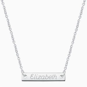 Small Bar, Engraved Children&#039;s Necklace for Girls (FREE Personalization) - Sterling Silver