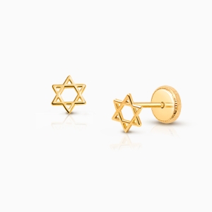 Star of David, Tiny Mother&#039;s Earrings, Screw Back - 14K Gold