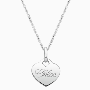 Baby Heart, Engraved Children&#039;s Necklace for Girls (FREE Personalization) - Sterling Silver