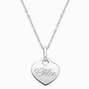 Baby Heart, Engraved Teen&#039;s Necklace for Girls (FREE Personalization) - Sterling Silver