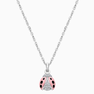 Love Bug, Children&#039;s Pink Ladybug Necklace for Girls - Sterling Silver