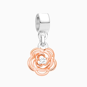Sweet as a Rose, 2-Tone Sterling Silver with 14K Rose Gold Plating - Children&#039;s Adoré™ Dangle Charm