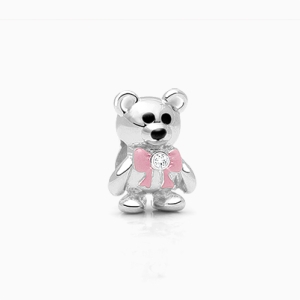 Best Friend Bear, Sterling Silver Teddy Bear with CZ Bow - Adoré Charm