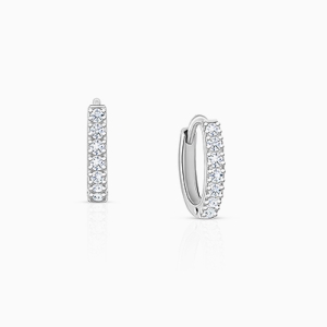 Timeless Pavé CZ 9mm Huggie Hoops, Christening/Baptism Baby/Children&#039;s Earrings - Sterling Silver