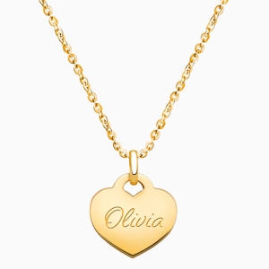 14K Gold Baby Heart, Engraved Children&#039;s Necklace for Girls (FREE Personalization) - 14K Gold