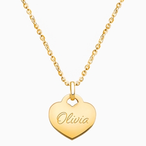 14K Gold Baby Heart, Engraved Children&#039;s Necklace for Girls (FREE Personalization) - 14K Gold