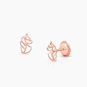 Unicorn Dreams, Tiny Baby/Children&#039;s Earrings, Screw Back - 14K Rose Gold