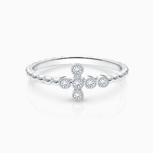 Walk by Faith, Clear CZ Cross Children&#039;s Ring for Girls - Sterling Silver