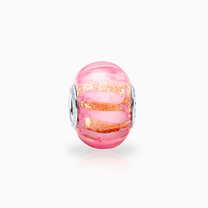 Warm Hugs, Sterling Silver and Entwined Pink &amp; Gold Murano Glass (Hand Made in Italy) - Children&#039;s Adoré™ Charm