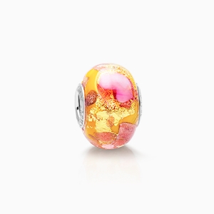 Southern Rose, Sterling Silver and Gold Floral Murano Glass (Hand Made in Italy) - Children&#039;s Adoré™ Charm