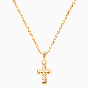 Beautifully Beveled Cross, Mother&#039;s Necklace for Women - 14K Gold