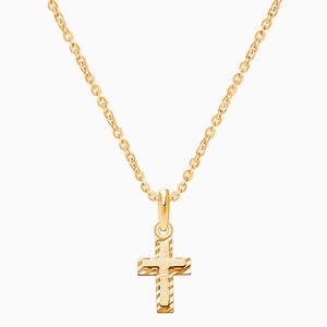 Beautifully Beveled Cross, Children&#039;s Necklace for Boys - 14K Gold